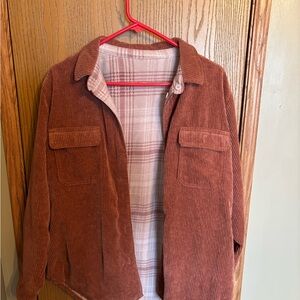 Corduroy Reversible Shacket in Rust Brown